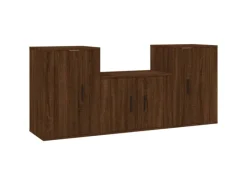 vidaXL 3-tlg. TV-Schrank-Set Braun Eichen-Optik Holzwerkstoff 1