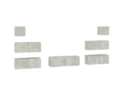 vidaXL 7-tlg. TV-Schrank-Set Betongrau Holzwerkstoff Modell 12