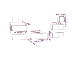 vidaXL 7-tlg. TV-Schrank-Set Betongrau Holzwerkstoff Modell 12