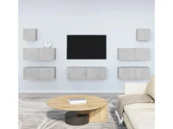 vidaXL 7-tlg. TV-Schrank-Set Betongrau Holzwerkstoff Modell 12