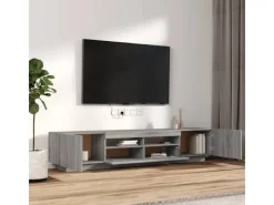 vidaXL 2-tlg. TV-Schrank-Set LED-Leuchten Grau Sonoma Holzwerkstoff 2