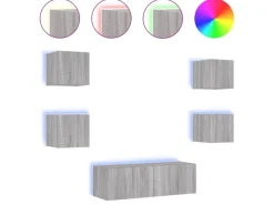 Online vidaXL 5-tlg. TV-Wohnwand mit LED-Leuchten Grau Sonoma