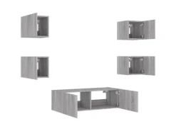 Online vidaXL 5-tlg. TV-Wohnwand mit LED-Leuchten Grau Sonoma