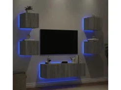 Online vidaXL 5-tlg. TV-Wohnwand mit LED-Leuchten Grau Sonoma