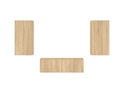 vidaXL 3-tlg. TV-Wohnwand mit LED-Leuchten Sonoma-Eiche