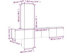 Hot vidaXL 5-Tlg Wohnwand Betongrau Holzwerkstoff 3216460