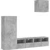 Hot vidaXL 4-Tlg Wohnwand Betongrau Holzwerkstoff 3216503