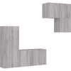 Hot vidaXL 4-Tlg Wohnwand Grau Sonoma Holzwerkstoff 3216433