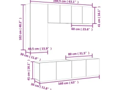 vidaXL 5-Tlg Wohnwand Grau Sonoma Holzwerkstoff 3216469