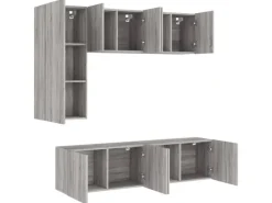vidaXL 5-Tlg Wohnwand Grau Sonoma Holzwerkstoff 3216469