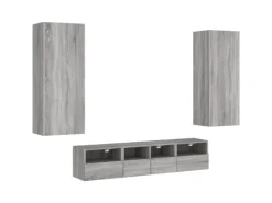 vidaXL 5-Tlg Wohnwand Grau Sonoma Holzwerkstoff 3216544