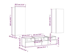 vidaXL 5-Tlg Wohnwand Grau Sonoma Holzwerkstoff 3216544