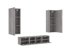 vidaXL 5-Tlg Wohnwand Grau Sonoma Holzwerkstoff 3216544
