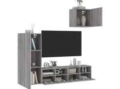 Discount vidaXL 4-Tlg Wohnwand Grau Sonoma Holzwerkstoff 3216505