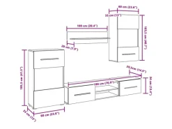 Outlet vidaXL 5-Tlg Wohnwand mit LED-Beleuchtung Holzwerkstoff 3324233 Steingrau
