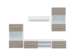 Outlet vidaXL 5-Tlg Wohnwand mit LED-Beleuchtung Holzwerkstoff 3324233 Steingrau