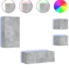 vidaXL 5-tlg. Wohnwand mit LED-Beleuchtung Betongrau Holzwerkstoff Modell 7
