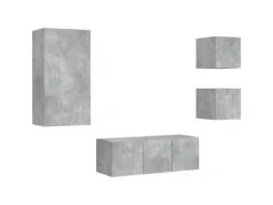 vidaXL 5-tlg. Wohnwand mit LED-Beleuchtung Betongrau Holzwerkstoff Modell 7