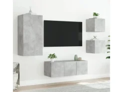 vidaXL 5-tlg. Wohnwand mit LED-Beleuchtung Betongrau Holzwerkstoff Modell 7