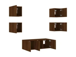 Sale vidaXL 6-tlg. Wohnwand mit LED-Beleuchtung Braun Eichen-Optik Modell 7