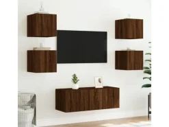 Sale vidaXL 6-tlg. Wohnwand mit LED-Beleuchtung Braun Eichen-Optik Modell 7