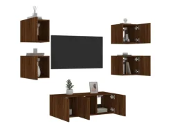 Sale vidaXL 6-tlg. Wohnwand mit LED-Beleuchtung Braun Eichen-Optik Modell 7