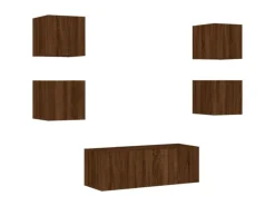 Sale vidaXL 6-tlg. Wohnwand mit LED-Beleuchtung Braun Eichen-Optik Modell 7