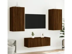 vidaXL 4-tlg. Wohnwand mit LED-Beleuchtung Braun Eiche Holzwerkstoff Modell 8