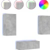 Discount vidaXL 4-tlg. Wohnwand mit LED-Beleuchtung Betongrau Holzwerkstoff Modell 5
