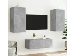 Discount vidaXL 4-tlg. Wohnwand mit LED-Beleuchtung Betongrau Holzwerkstoff Modell 5