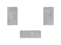 Discount vidaXL 4-tlg. Wohnwand mit LED-Beleuchtung Betongrau Holzwerkstoff Modell 5