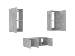 Discount vidaXL 4-tlg. Wohnwand mit LED-Beleuchtung Betongrau Holzwerkstoff Modell 5