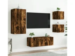 New vidaXL 5-Tlg Wohnwand mit LED-Beleuchtung Räuchereiche Holzwerkstoff 3216829