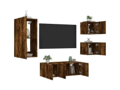 New vidaXL 5-Tlg Wohnwand mit LED-Beleuchtung Räuchereiche Holzwerkstoff 3216829
