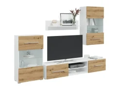 vidaXL 5-Tlg Wohnwand mit LED-Beleuchtung Artisan-Eiche Holzwerkstoff 3324234