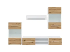 vidaXL 5-Tlg Wohnwand mit LED-Beleuchtung Artisan-Eiche Holzwerkstoff 3324234