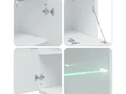 vidaXL 5-Tlg Wohnwand mit LED-Beleuchtung Mattschwarz Holzwerkstoff 3324230