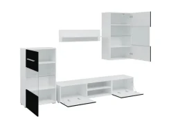 vidaXL 5-Tlg Wohnwand mit LED-Beleuchtung Mattschwarz Holzwerkstoff 3324230