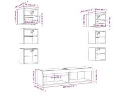 vidaXL 8-Tlg Wohnwand mit LED-Beleuchtung Räuchereiche Holzwerkstoff 3216637 Raucheiche
