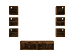 vidaXL 8-Tlg Wohnwand mit LED-Beleuchtung Räuchereiche Holzwerkstoff 3216637 Raucheiche