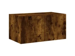 Hot vidaXL 4-Tlg Wohnwand mit LED-Beleuchtung Räuchereiche Holzwerkstoff 3216822