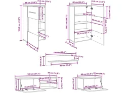 vidaXL 5-Tlg Wohnwand mit LED-Beleuchtung Holzwerkstoff 3324232