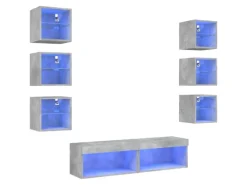 vidaXL 8-Tlg Wohnwand mit LED-Beleuchtung Holzwerkstoff 3216636