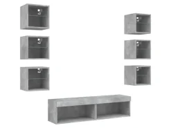 vidaXL 8-Tlg Wohnwand mit LED-Beleuchtung Holzwerkstoff 3216636