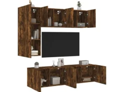 vidaXL 5-Tlg Wohnwand Räuchereiche Holzwerkstoff 3216468
