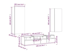 Online vidaXL 5-Tlg Wohnwand Räuchereiche Holzwerkstoff 3216543