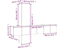 vidaXL 5-Tlg Wohnwand Räuchereiche Holzwerkstoff 3216461