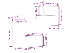 Online vidaXL 4-Tlg Wohnwand Räuchereiche Holzwerkstoff 3216432