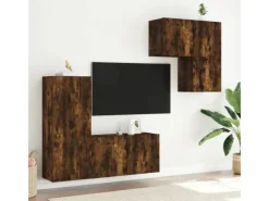 Online vidaXL 4-Tlg Wohnwand Räuchereiche Holzwerkstoff 3216432