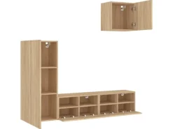 vidaXL 4-Tlg Wohnwand Sonoma-Eiche Holzwerkstoff 3216502